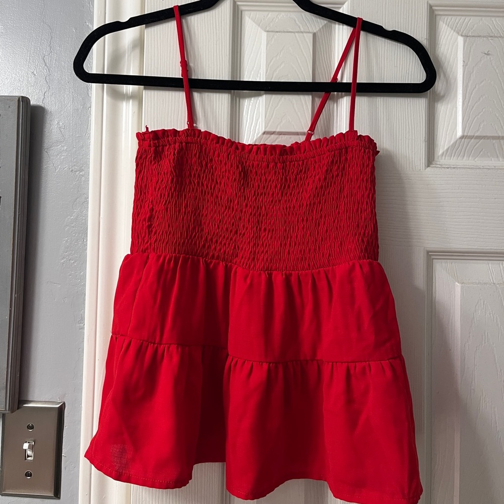 Paper Crane Red Smocked Camisole